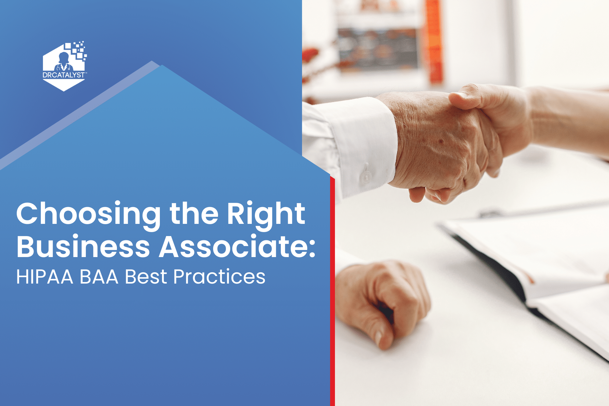 A business associate and a healthcare provider shaking hands, finalizing a partnership after carefully reviewing the business associate agreement.