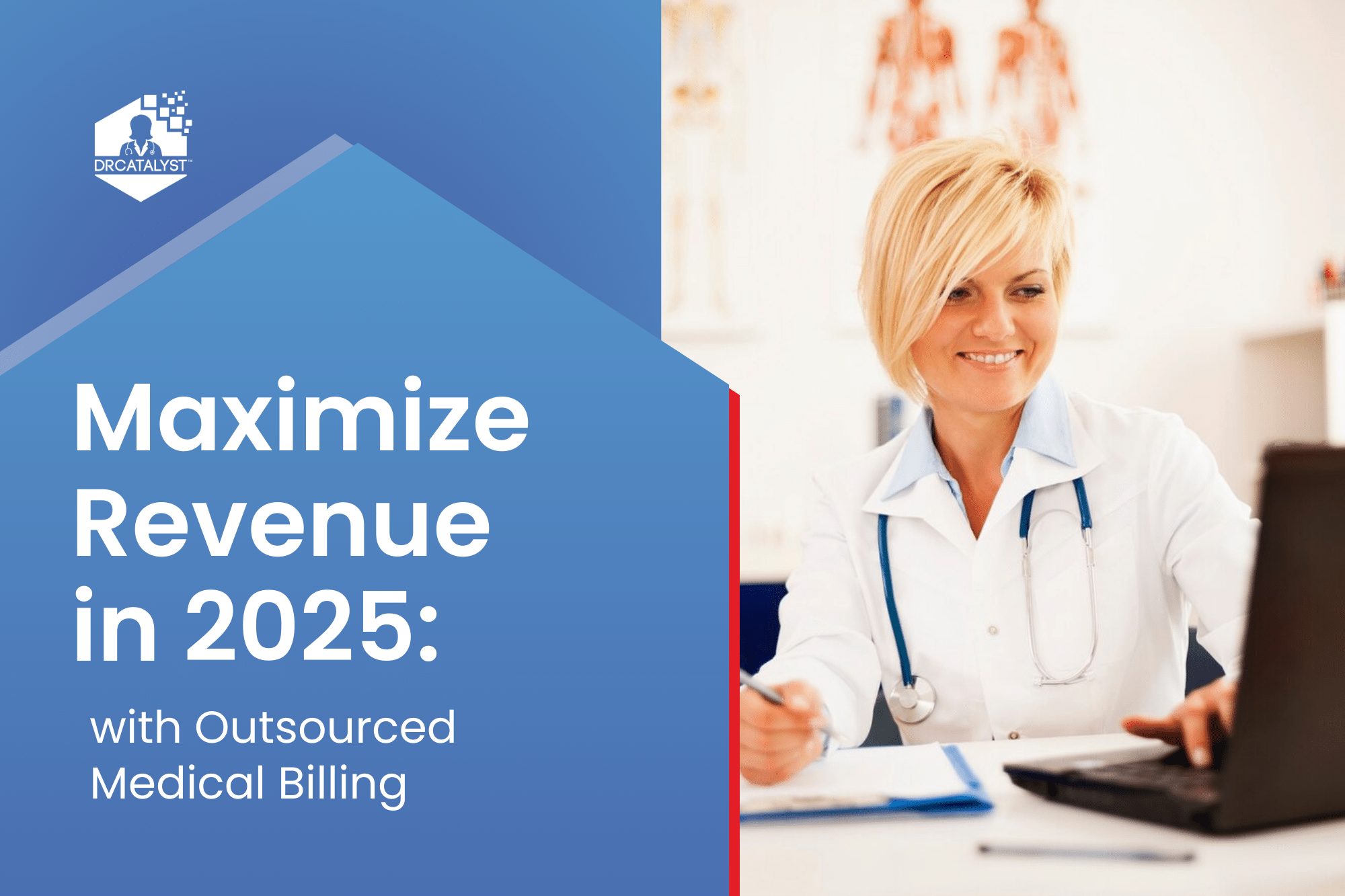 A doctor reviews her clinic’s billing report after seeking assistance from an outsourced medical biller. 